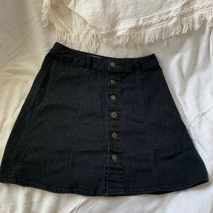 Black denim mini skirt